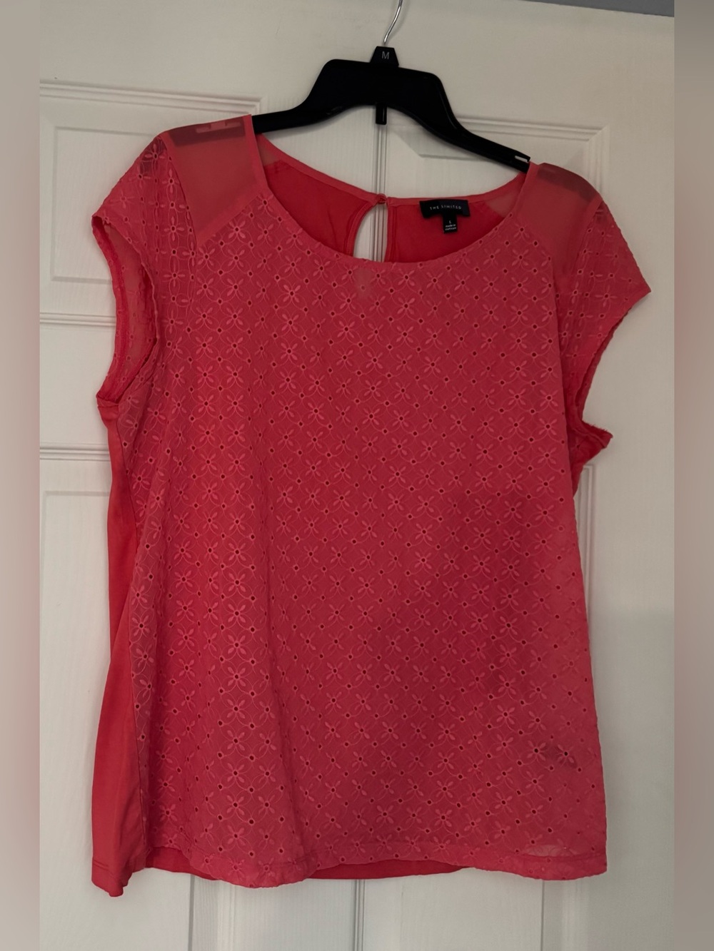 Orange Floral Eyelet Cap Sleeve Top from “The Limited” / Size Large